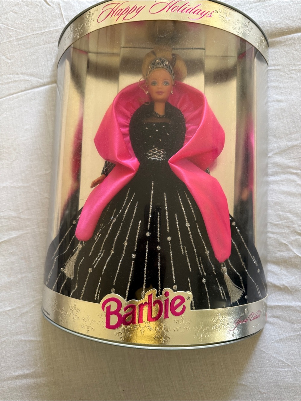 Barbie Black Gown with Hot Pink Cape Holiday Doll